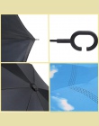 Drop Shipping wiatroszczelna odwrotnej składany Double Layer odwrócony Chuva parasol siebie stanąć deszcz ochrony c-hak ręce dla