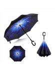 Wiatroszczelna odwrotnej składany Double Layer odwrócony parasol samochodowy samodzielny stojak do góry nogami kobiety deszcz pa