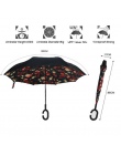 Wiatroszczelna odwrotnej składany Double Layer odwrócony parasol samochodowy samodzielny stojak do góry nogami kobiety deszcz pa
