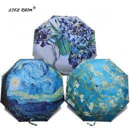, Takich jak deszcz marki składany parasol kobiet wiatroszczelna Paraguas Van Gogh obraz olejny parasol deszcz kobiety jakości p