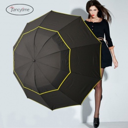 Fancytime duża jakość kobiety parasole wiatroszczelna duża Paraguas parasolki 130 CM Super duże 3 składane duży parasol dla mężc