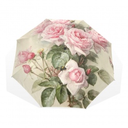 Vintage Shabby kwiatowy kobiety deszcz parasol Chic różowa róża trzy składane dziewczyna trwałe przenośne parasole automatyczne 