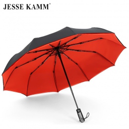 JESSE KAMM, w pełni automatyczna, podwójne zadaszenie 190 T Pongee parasol 3 składane 10 żeber z włókna szklanego silne wiatrosz