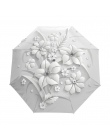 W pełni automatyczny 3D kwiatowy Guarda Chuva biały chiński parasol słoneczny 3 składane parasol deszcz kobiety anty UV na zewną