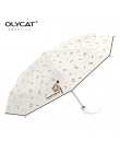 OLYCAT automatyczny Parasol deszcz kobiety piękny kot parasole składane wiatroszczelna czarny powłoka Anti UV Parasol Parasol da
