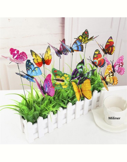 10 sztuk/partia sztuczny motyl dekoracje ogrodowe symulacji Butterfly Stakes podwórku roślin trawnik Decor fałszywy Butterefly l