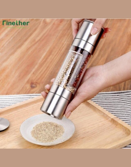 Finether młynek do pieprzu 2 w 1 ze stali nierdzewnej instrukcja sól i pieprz młynek przypraw narzędzia kuchenne akcesoria do go