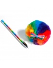 Śliczne 0.5mm z tworzywa sztucznego długopis żelowy kolorowe Rainbow pluszowe pióro wieczne podpisania czarny atrament kolor dłu