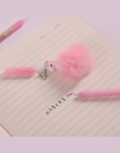 Słodkie cartoon różowy jednorożec pompon długopis żelowy pisanie długopisy canetas materiał escolar kawaii biurowe papeleria prz