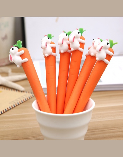 Koreański biurowe kreatywny królik marchew długopisy żelowe Kawaii Pen 0.5mm długopis z żelowym wkładem