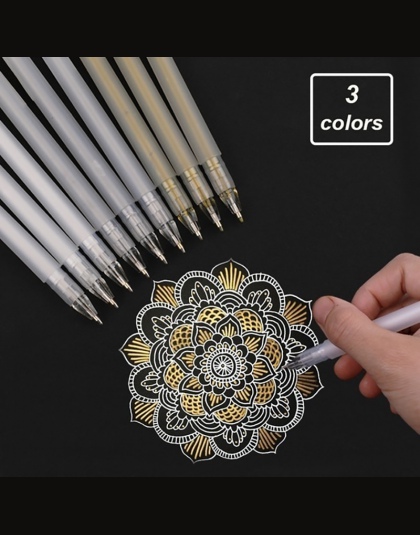 3 sztuk Premium biały długopis żelowy zestaw 0.6mm dzieła wskazówka szkicowanie długopisy dla artystów czarny papiery rysunek pr