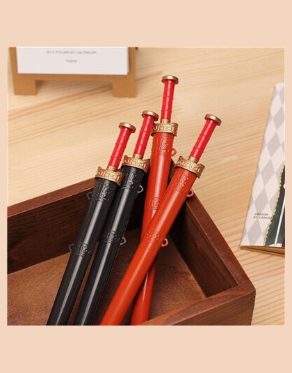 2 sztuk/partia kreatywny piśmienne miecz długopisy żelowe, czarna, 0.38mm szkolne materiały biurowe chiński styl Vintage, broni 