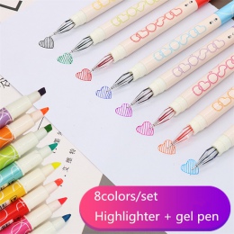 8 długopisy żelowe w różnych kolorach z podwójną głowicą pisanie długopis żelowy żel i wyróżnienia połączenie szkoły biuro uwaga