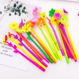 12 sztuka Lytwtw's silikonowe kolorowe kreatywny uroczy kwiat długopisy żelowe biurowe biurowe artykuły szkolne prezent symulacj