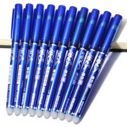 10 sztuk 0.5mm pisanie stalówka pręt kasowalna długopis niebieski czarny atrament długopis napełniania szkoły Student usunąć dłu