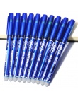 10 sztuk 0.5mm pisanie stalówka pręt kasowalna długopis niebieski czarny atrament długopis napełniania szkoły Student usunąć dłu