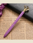 Duży karatowy diament kryształowy długopis klejnot długopis pierścionek ślub biuro metalowy pierścień roller długopis różowe zło