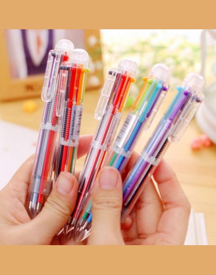 Kreatywny długopis wielokolorowy piękny długopis biurowe naciśnij sześć kolorów długopis dla studentów dzieci biurowe i szkolne 