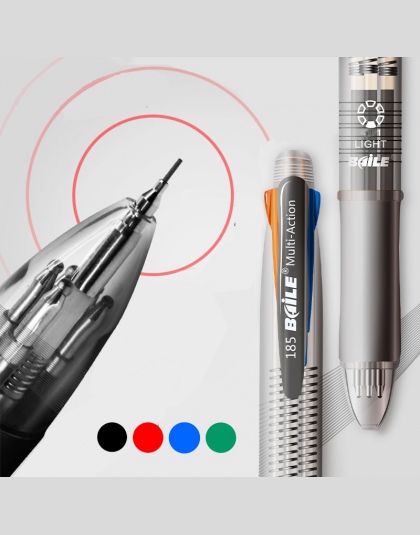 5 w 1 długopis wielokolorowy pisaki z czarny/niebieski/zielony/czerwony atrament długopis 0.7mm + 1 sztuk automatyczny ołówek 0.