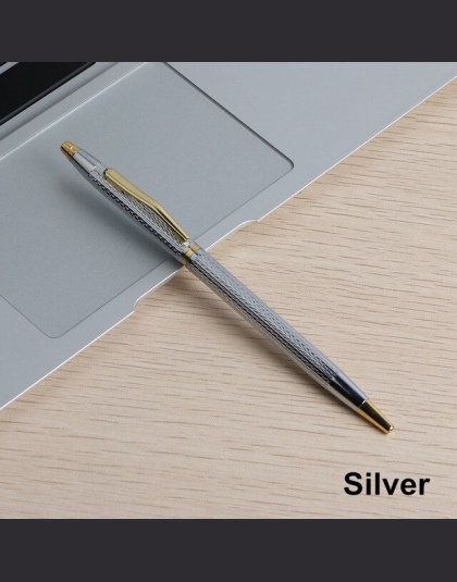 GENKKY długopis metalowy materiał uchwyt pręt piłka długopisy szkolne biurowe obrotowe styl punkt pisania 0.7mm atrament czarny 