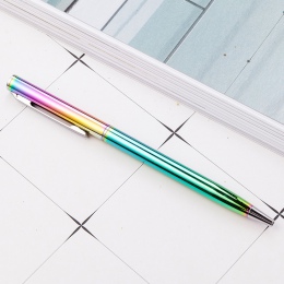 1 sztuk Rainbow Kolorowa piłka długopis ze stali nierdzewnej pręt obrotowy kulkowy długopis metalowy biurowe długopis 1mm biurow
