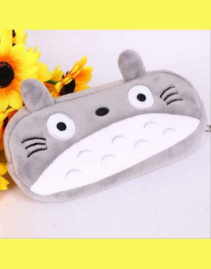 Kawaii Cartoon piórnik Totoro pluszowe uśmiech twarz emotikon śliczne piórnik szkoła Minecraft etui trousse scolaire stylo пенал