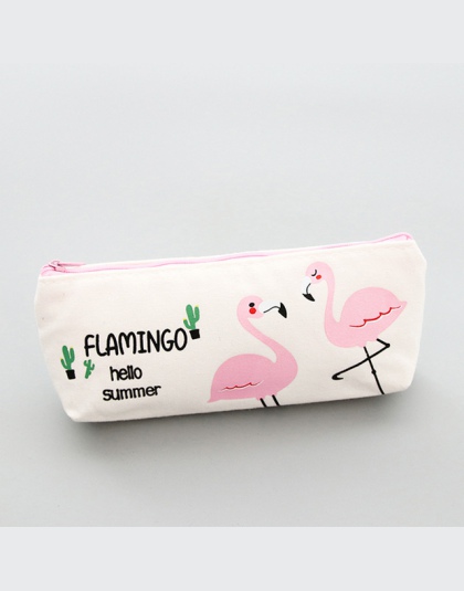 1 sztuk Kawaii piórnik flamingi płótno prezent Estuches piórnik szkolny piórnik ołówek torba szkolne materiały biurowe