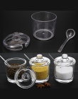 OOTDTY przezroczyste akrylowe puszka na przyprawy z łyżeczką Spice Jar dla sól cukier Papryka w proszku dostaw z kuchni 8x7.5 cm