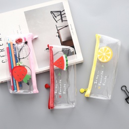 1 sztuk Kawaii piórnik owoce przezroczyste PVC Estuches piórnik szkolny piórnik ołówek torba szkolne materiały biurowe