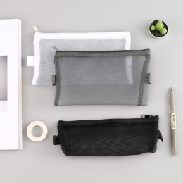 1 sztuk przezroczysty siatka Zipper Pen torba piórnik przechowywania pakiet dla Grils koreański papiernicze artykuły szkolne dar