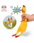 Zwierzęta zabawki dla psów wrzeszczący kurczak wycisnąć zabawka wydająca dźwięki dla psów Super trwałe i śmieszne piskliwy żółty