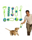 Nowa bawełniana zabawka na sznurku dla psa węzeł zabawki gryzaki dla szczenięcia do czyszczenia zębów Pet playing Ball dla małyc