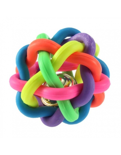 Dog Puppy kot dzwonek dla zwierząt domowych dźwięk Ball Rainbow kolorowe gumowe z tworzywa sztucznego zabawy gry zabawki śmieszn
