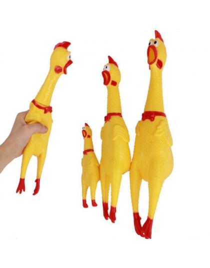 Nowy 17 CM zabawki dla psów żółty piszczący gumowy kurczak Pet Squeak piszczałka prezent darmowa wysyłka