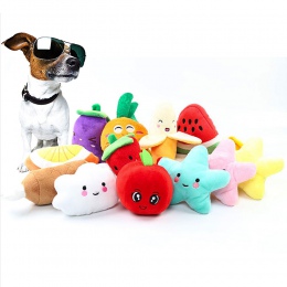 1 pc miękki polar pies zabawki do żucia owoce warzywa kurczaka piskliwy zabawka dla psa Puppy pluszowa czerwona papryka bakłażan