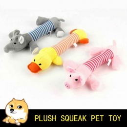 Śliczne zabawki dla zwierząt domowych w paski pisk zwierzęta dźwięk dla zwierząt domowych pluszowe do żucia interaktywna zabawka