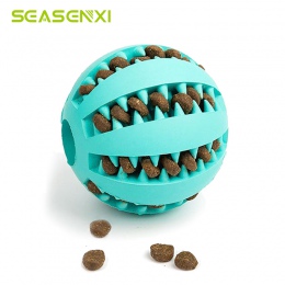 Zabawki dla zwierząt domowych interaktywne z naturalnej gumy piłka kot Puppy Chew Toy dozownik żywności piłka zgryz odporny na c