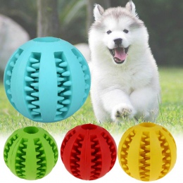 Zwierzęta pies kot gumowa piłka Chew Treat do czyszczenia szkolenia interaktywne ząbkowanie naturalne gumowe Puppy pies odporne 