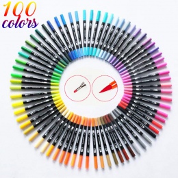 100 kolor podwójny pędzel pisaki artystyczne dzieła wskazówka i końcówka pędzla doskonale nadaje się do Bullet Journals kolorowa