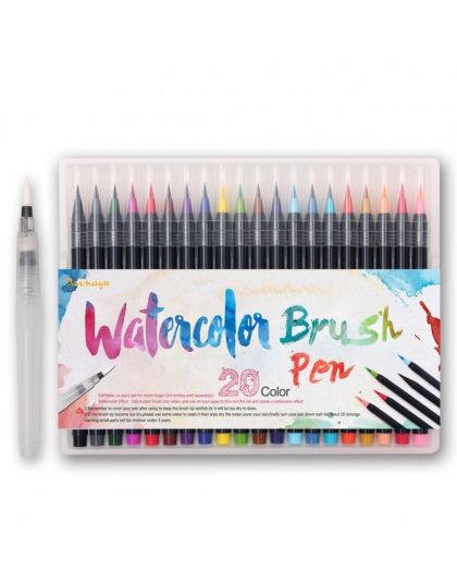20 kolorów Premium malowanie miękki pisak z pędzelkiem zestaw akwarela markery długopis efekt najlepsze dla kolorowanki Manga ko