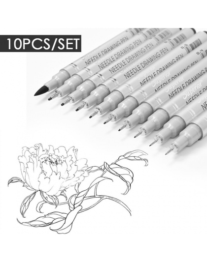 10 sztuk igły pióro do rysowania wodoodporny szkic Pigment dobrze długopis długopis zestaw profesjonalny Marker hak długopisy do
