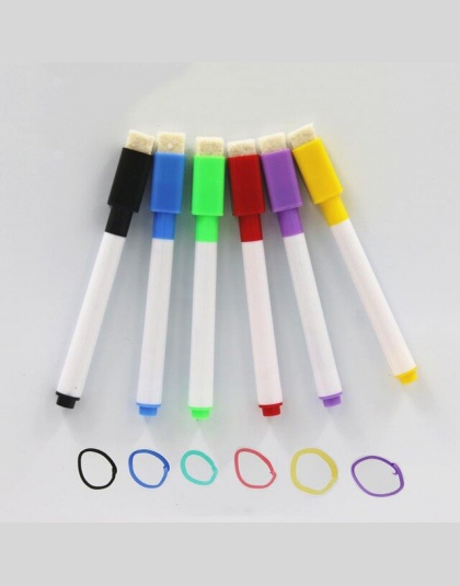 6 sztuk/zestaw Brand New tablica magnetyczna długopis kasowalna Dry White Board markery magnes wbudowany Eraser biuro szkolne