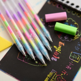 6 sztuk Rainbow marker długopis na czarny papier karty albumu żel zmieniający kolor długopisy 0.8mm Scrapbooking papiernicze art