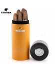 COHIBA skórzany podróży Humidor pudełko do cygar z drewna cedrowego przenośne etui na cygara słoik W/nawilżacz higrometr skrzynk