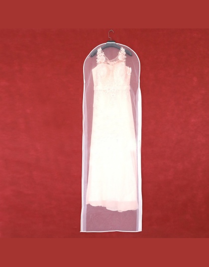Dwustronna przeźroczysty tiul kryształ przędzy suknia ślubna dla nowożeńców osłona przeciwpyłowa z zamkiem błyskawicznym do domu