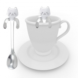 CARRYWON 1 sztuk kawy łyżka łyżeczka do herbaty małe Mini 304 ze stali nierdzewnej złoty kot łyżeczka łyżeczka do deserów długi 