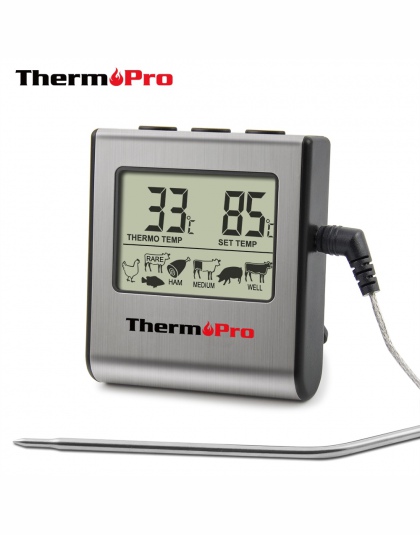 ThermoPro TP-16 termometr cyfrowy do piekarnika cyfrowy wyświetlacz Lcd sonda termometr żywności Timer gotowanie do kuchni na gr