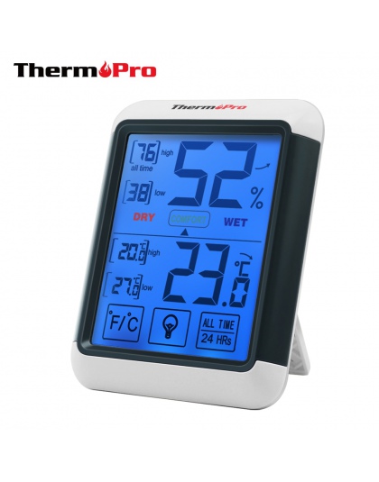 Thermopro TP55 higrometr cyfrowy termometr termometr pokojowy z ekranem dotykowym i podświetlenie czujnik temperatury wilgotnośc