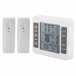 Bezprzewodowy cyfrowy Alarm dźwiękowy termometr do lodówki z 2 sztuk czujnik Min/Max wyświetlacz kryty termometr zewnętrzny