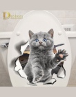 Otwór widok kot pies 3D naklejki ścienne toaleta wc dekoracja pokoju dla dzieci naklejki ścienne naklejki lodówka wodoodporny pl